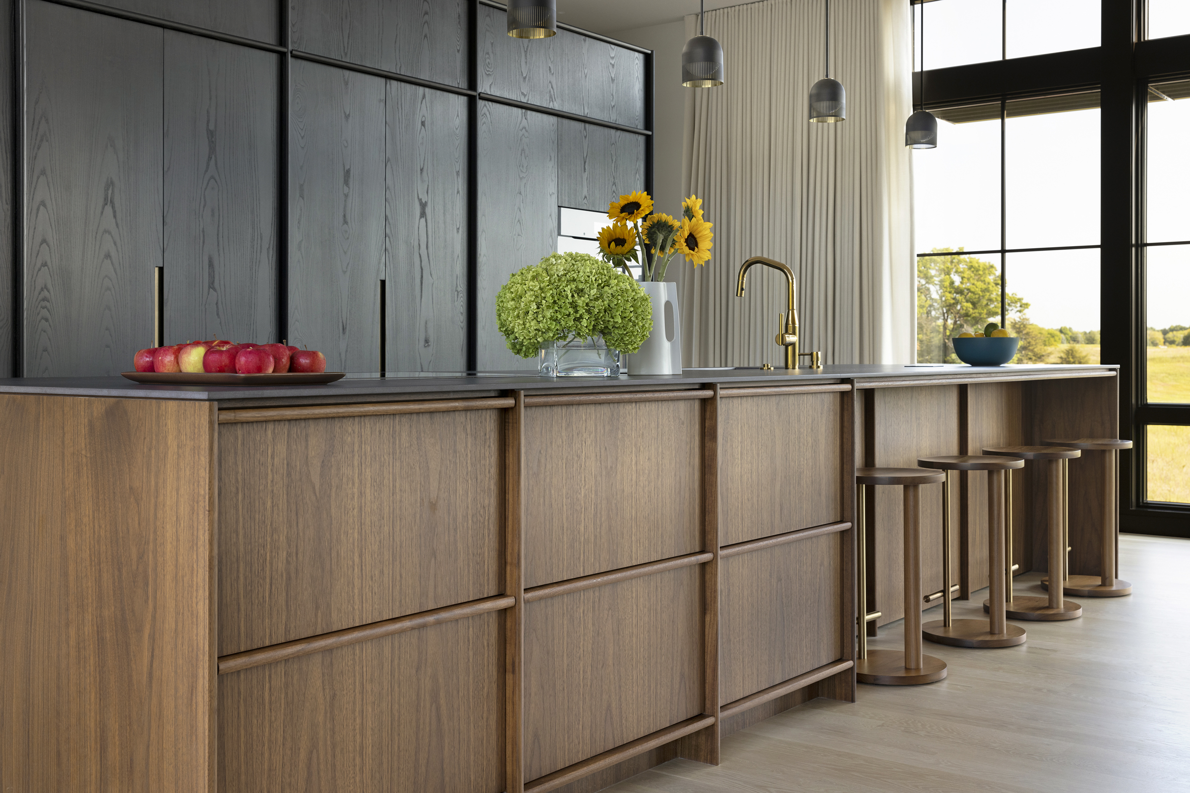 Custom Millwork: Custom Wood Design Walnut Island